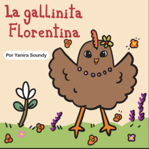 portada del libro con la ilustración de una gallina café muy alegre