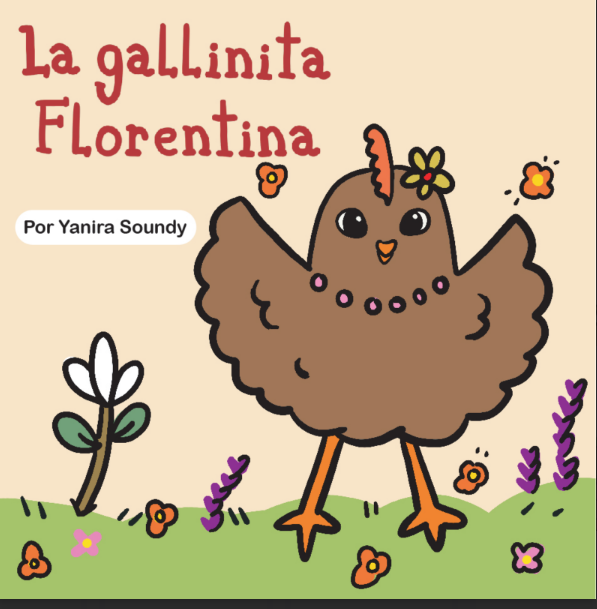 portada del libro con la ilustración de una gallina café muy alegre