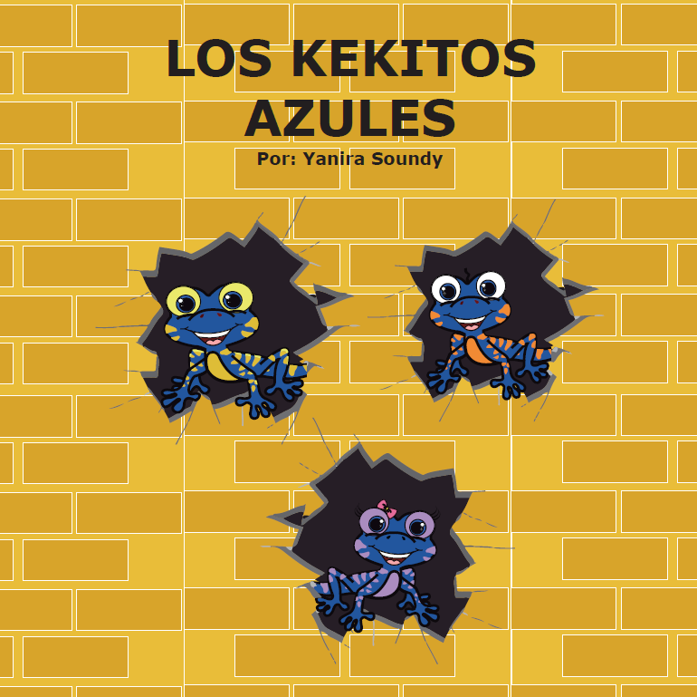 portada del libro con 3 kekitos azules saliendo en hoyos de la pared