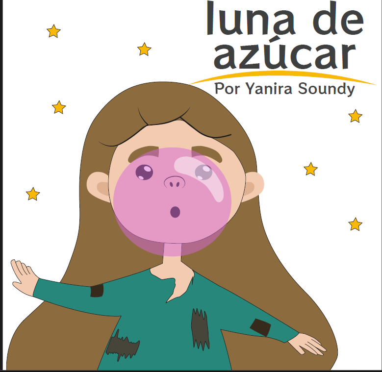 portada de libro con la ilustración de una niña de cara redonda y soplando una bomba de chicle