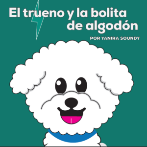 portada del libro con titulo y carita del perrito protagonista del cuento, blanco como algodón
