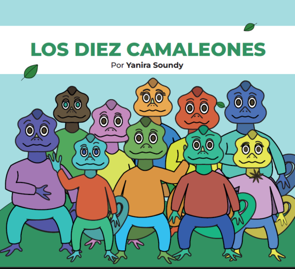 portada con diez camaleones vestidos de exploradores de distintos colores