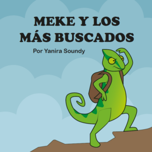 portada con camaleón verde con mochila de explorador