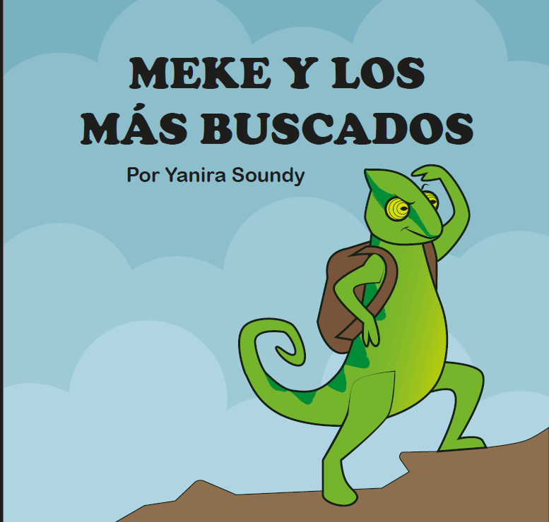 portada con camaleón verde con mochila de explorador