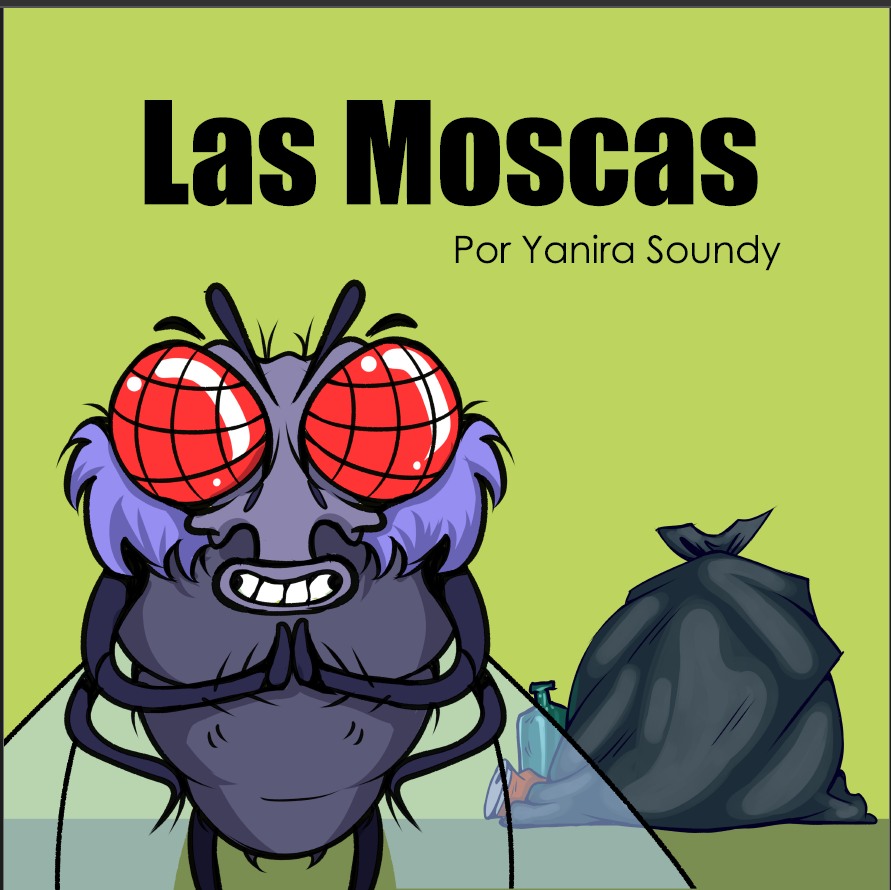 portada con el titulo y la ilustración de una mosca sonriendo a la par de la basura