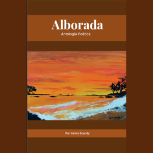 portada del libro con una pintura en acrílico de mar color naranja