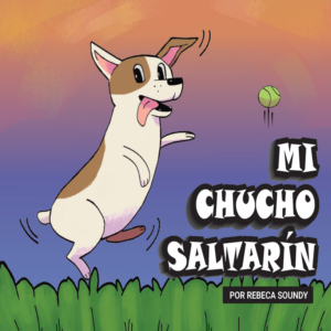 Un perro salta muy alegre con la lengua de fuera.